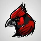 Cardinal cartoon head vector, white background, digital illustration for bird logo, mascot, design